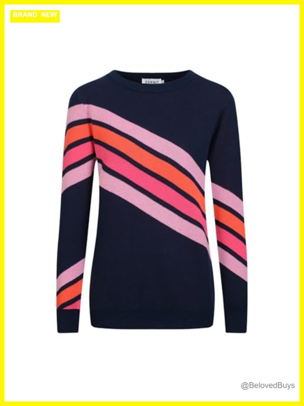 Womens Retro Knit Long Sleeve T-Shirt Cotton Striped Crewneck Top